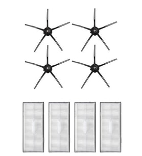 Roborock G10 Uyumlu 4 Adet Hepa Filtre 4 Adet Siyah Yan Fırça