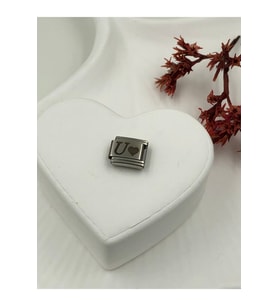 U Harfli Paslanmaz Çelik Italyan Charm Bileklik Kişiselleştirme Eki Link