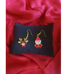 Miyuki Boncuk El Yapımı Geyik Ve Noel Baba Küpe Yılbaşı Christmas Noel