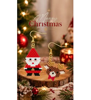 Miyuki Boncuk El Yapımı Geyik Ve Noel Baba Küpe Yılbaşı Christmas Noel