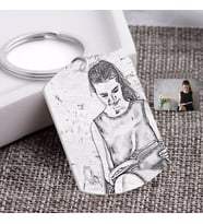 BK Gift Kişiye Özel Tam Boy Karakalem Kadın Karikatürlü Pleksi Anahtarlık-1 (Beyaz)