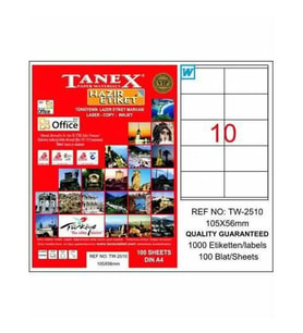 Tanex TW-2510 Laser Etiket 105x56mm Ücretsiz Kargo