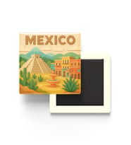 Meksika - Mexico - Paper Cut Art - Baskılı Buzdolap Magneti Kare - 9x9 cm