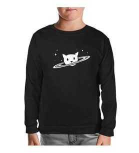 Saturn - Kedi Siyah Çocuk Sweatshirt