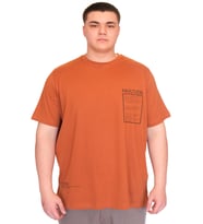 Mode XL Büyük Beden Erkek T-Shirt Bisiklet Yaka FAULTLESS Basklılı U25011 Tarçın