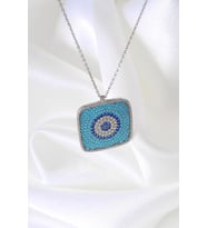 Zirkon Taşlı Nazar Boncuğu Gümüş Kolye İnlove Gümüş Kolye  (Beyaz)