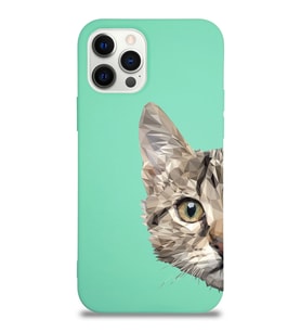 Apple iPhone 12 Pro Uyumlu Lansman Kılıf Catface Tasarımlı Altı Kapalı İçi Kadife Kaplı  Kapak (Şeffaf)