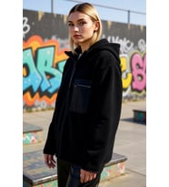 Kadın Dik Yaka Düşük Kol Tam Fermuarlı Peluş Sweatshirt Fonksiyonel Dayanıklı Kaliteli Şık