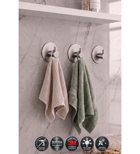 3 Adet Oval Paslanmaz Çelik Banyo Askısı