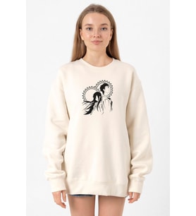 Steins Gate Okabe and Kurisu Ekru Kadın 2ip Sweatshirt