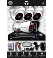 TURKNO 4 Kameralı Karia 3 İç Kamera Set HDD'siz Full HD Gece Görüşlü Güvenlik Kamerası Sistemi