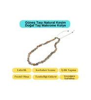 Sertifikalı Güneş Taşı Natural Kesim Makrome Doğal Taş Kolye Ayarlanabilir Ölçü