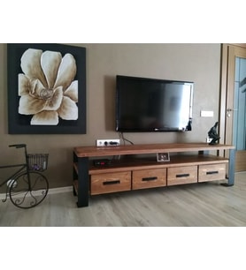 Tv Ünitesi Masif Ahşap Ağaç Standı 160cm AÇIK CEVİZ