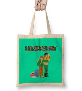 funny Travel gift design lover-Trippin Wanderlust Journey Adventurer Vacation Bez Çanta Uzun Saplı