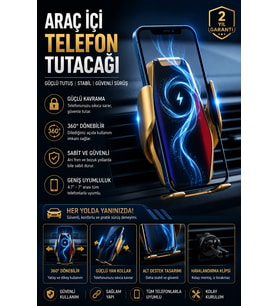 Tek Elle Kullanımlı Otomatik Açılan Kablosuz Araç Telefon Tutucu