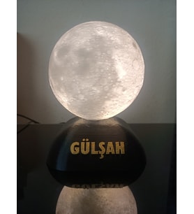 İsme Özel Üretim Dekoratif Ay Lambası 16cm - Kablolu Adaptörlü  Günışığı Led Işıklı - Sevdiklerinize Hediyelik