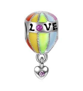 Nur Silver Love Renkli Balon Gümüş Charm NUR-BL09084