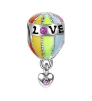 Nur Silver Love Renkli Balon Gümüş Charm NUR-BL09084