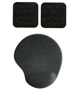 Oval Siyah Kum Desen Bilek Destekli Mouse Pad + 2 Adet Siyah Kupa Fincan Bardak Altlığı Altlık Set