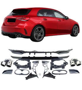 Mercedes A Serisi W177 Hb A35 Amg Arka Difüzör 2019-2023 Arası uyumlu Çift Çıkış