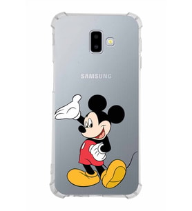 Samsung Galaxy J6 Plus  Köşe Korumalı Antişok Kapak Mickey Mouse Tasarımlı Şeffaf  Kılıf