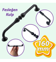 Fesleğen Kulp 160 mm Siyah Mutfak Kulpu Çekmece Dolap Kapak Kulbu Metal  Mobilya Dolabı Kulpları