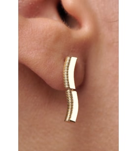 14 Ayar Altın Dalgalı Ajda Küpe (Rose)