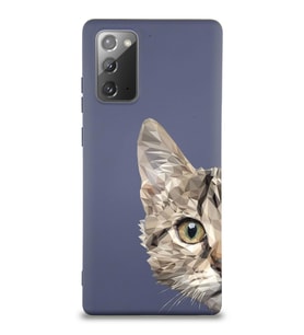 Samsung Galaxy Note 20 Uyumlu Lansman Kılıf Catface Tasarımlı İçi Kadife Kapak-Petrol Mavisi (Şeffaf)