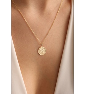 Kişiye Özel 925 Ayar Gümüş Minimalist Uçak Model Kolye (Gold)