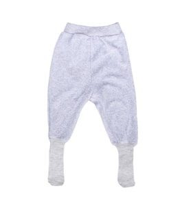 Unisex Bebek Sade Gri Kadife Kendinden Çoraplı Tek Alt