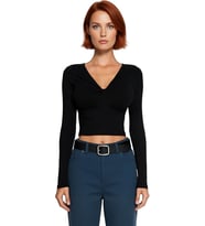 Stil Kadın Pamuklu Göğsü Büzgülü Fitted Vücuda Oturan Boy Bluz Regular Örme Slim Kalıp