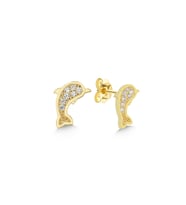 925 Ayar Gold Zirkon Taşlı Yunus Gümüş Küpe