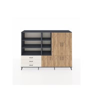 Hyperion Dolap 11 Raflı 3 Çekmeceli 5 Kapaklı 220x44x163 Antrasit-Çam/Aytaşı