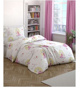 BARBİE TEK KİŞİLİK KIZ ÇOCUK NEVRESİM TAKIMI %100 PAMUKLU RANFORCE KUMAŞ (Pembe)