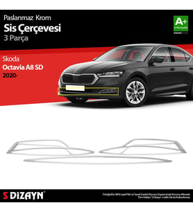 Skoda Octavia Uyumlu A8 Krom Sis Çerçevesi 3 Parça. 2020 Üzeri Parça (Karışık)