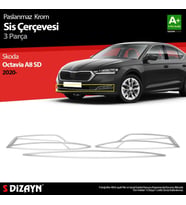 Skoda Octavia Uyumlu A8 Krom Sis Çerçevesi 3 Parça. 2020 Üzeri Parça (Karışık)