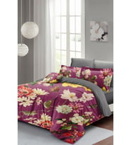 Lastikli Çarşaflı %100 Pamuk Saten Çift Kişilik Nevresim Takımı Rose Mix