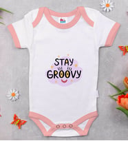 BK Kids Stay Groovy Tasarımlı Pembe Bebek Body Zıbın-1