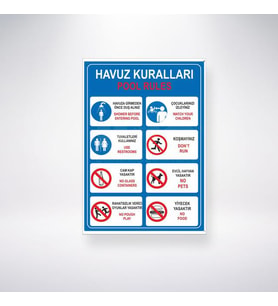 Havuz Kuralları 21x28 Arkası Sticker