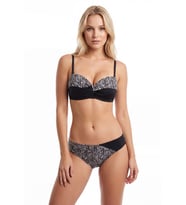 Giyim Siyah Zebra Desenli Straplez Desteksiz Bikini Takımı