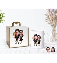 BK Gift Kişiye Özel Ahşap Kutuda Sevgililer Karikatürlü Beyaz Kupa Bardak-18