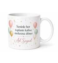Kişiye Özel İş Arkadaşına Doğum Günü Hediye Baskılı Porselen Kupa Bardak