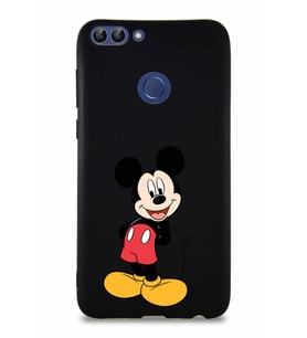 Huawei P Smart Soft Premier Kapak Mickey Mouse-B Tasarımlı Silikon Kılıf - Siyah (Şeffaf)