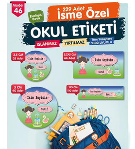 Okul Etiketi Kalem Defter Etiketi Özel İsim Yazılabilen Etiket Seti - İsim Etiketi-OE46