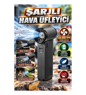130000 RPM Turbo Motorlu Şarjlı Hava Üfleme Cihazı – Temizlik ve Serinletme İçin