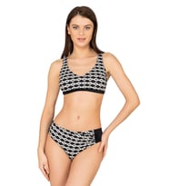 Endeep Kadın Geometrik Desenli Büzgülü Toparlayıcı Bikini Takımı