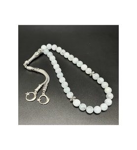Akuamarin 8mm 33lük Doğal Taş Tesbih (Mavi)