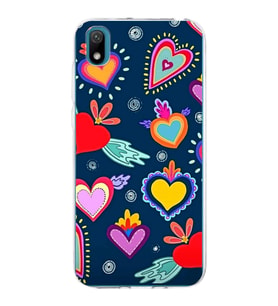PrintiFy Huawei Y5 2019 ile Uyumlu 1mm Slim Fit Retro Renkler 3 Baskılı Şeffaf  Kılıf