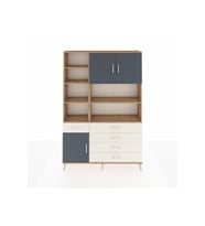 Arges Dolap 9 Raflı 5 Çekmeceli 3 Kapaklı 132x30x195 Çam-Antrasit/Aytaşı