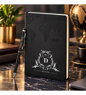 BK Gift Kişiye Özel 378 Termo Deri Tarihli Ajanda & Siyah Touch Pen Tükenmez Kalem-8